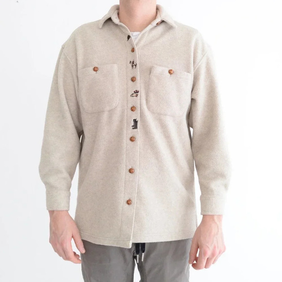 Vintage Point  Zero Tan Fleece Button Up Sweater Size Small - Picture 2 of 14